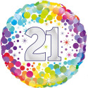 21th Colourful Confetti Birthday Foil Balloon - 18 inch