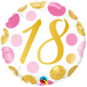 Pink & Gold Dots Age 18 Birthday Foil Balloon - 18 inch