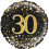 Black & Gold Holographic Sparkling Fizz 30th Birthday Foil Balloon - 18 inch