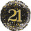 Black & Gold Holographic Sparkling Fizz 21th Birthday Foil Balloon - 18 inch