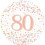 White & Rose Gold Holographic 80th Sparkling Fizz Birthday Foil Balloon - 18 inch