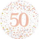 White & Rose Gold Holographic 50th Sparkling Fizz Birthday Foil Balloon - 18 inch