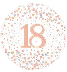White & Rose Gold Holographic 18th Sparkling Fizz Birthday Foil Balloon - 18 inch