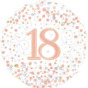 White & Rose Gold Holographic 18th Sparkling Fizz Birthday Foil Balloon - 18 inch