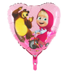 Masha and the Bear Heart Foil Balloon - 18 inch