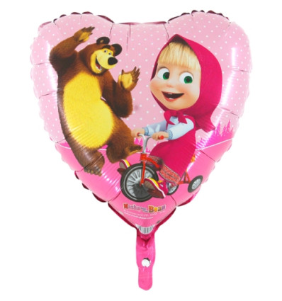 Masha and the Bear Heart Foil Balloon - 18 inch