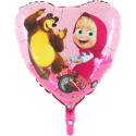 Masha and the Bear Heart Foil Balloon - 18 inch