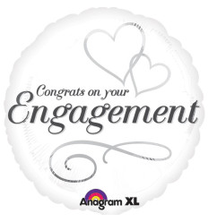 Two Hearts Engagement Foil Balloon - 18 inch