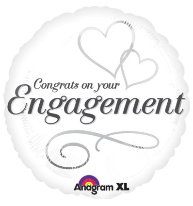Two Hearts Engagement Foil Balloon - 18 inch