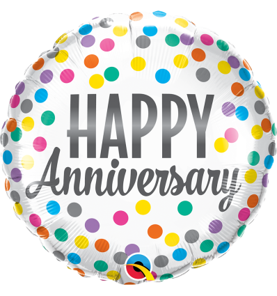 HAPPY ANNIVERSARY CONFETTI DOTS Foil Balloon - 18 inch