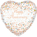 White & Rose Gold Happy Anniversary Foil Balloon - 18 inch