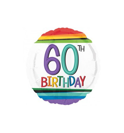 Rainbow Birthday Age 60 Foil Balloon - 18 inch