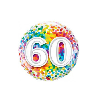 Rainbow Birthday Age 60 Foil Balloon - 18 inch