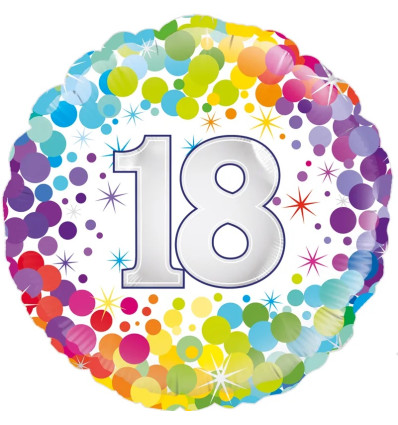 18th Colourful Confetti Birthday Foil Balloon - 18 inch