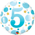 Birthday Foil Balloon BLUE DOTS AGE 5 - 18 inch