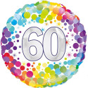 60th Colourful Confetti Birthday Foil Balloon - 18 inch