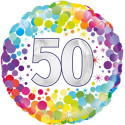 50th Colourful Confetti Birthday Foil Balloon - 18 inch