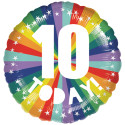 10th Birthday Bright Rainbow Foil Balloon - 18 inch