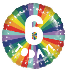 6th Birthday Bright Rainbow Foil Balloon - 18 inch