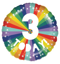 3th Birthday Bright Rainbow Foil Balloon - 18 inch