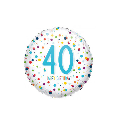 Confetti 40th Birthday Foil Balloon - 18 inch