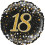 Black & Gold Holographic Sparkling Fizz 18th Birthday Foil Balloon - 18 inch