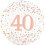 White & Rose Gold Holographic 40th Sparkling Fizz Birthday Foil Balloon - 18 inch