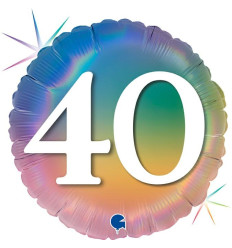 Happy 40 Colourful Rainbow Foil Balloon - 18 inch