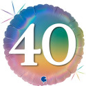 Happy 40 Colourful Rainbow Foil Balloon - 18 inch
