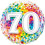 Age 70 Rainbow Confetti Foil Balloon - 18 inch