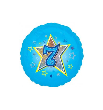 Age 7 Blue Stars Foil Balloon - 18 inch