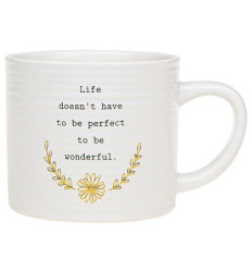 White Thoughtful Words Ceramic Mug Life