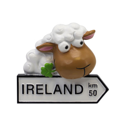 Fridge Magnet With Sheep And Ireland Road Sign