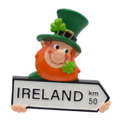 Fridge Magnet With Lep Holding Ireland Road Sign