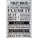 Funny Vintage Sign Wall Plaque for Decor Toilet Rules