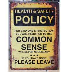 Funny Vintage Sign Wall Plaque for Decor Health and Safety Policy