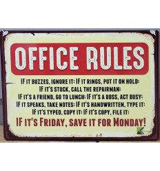 Funny Vintage Sign Wall Plaque for Decor Office Rules