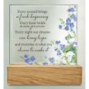 Fresh Beginning Glass Plaque with Wood Base