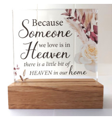 Someone in Heaven Glass Plaque with Wood Base