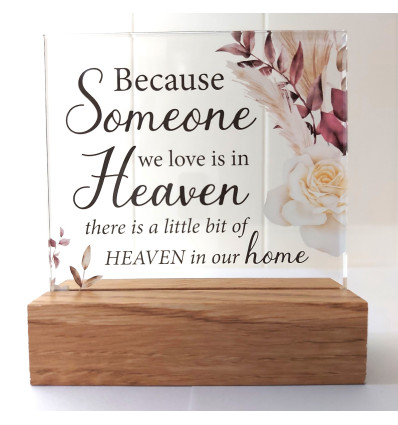 Someone in Heaven Glass Plaque with Wood Base