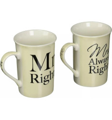 China Mugs Cream Mr & Mrs Right Set of 2 Mugs