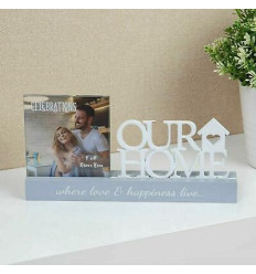 Our Home Plaque stand with Photo Frame Gift 4x4