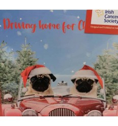 Irish Cancer Society - Pug Dogs Driving Christmas Card