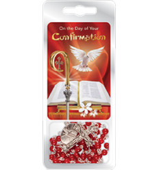 Red Rosary Prayer Beads - CONFIRMATION