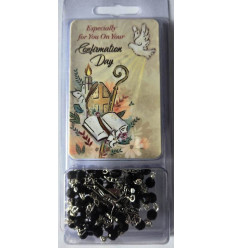 Black Rosary Prayer Beads - CONFIRMATION