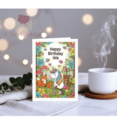 Birthday Card - unicorn and animals