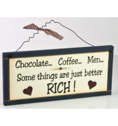 Chocolate, Coffee, Men Wooden Sentiments Plaque