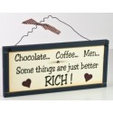 Chocolate, Coffee, Men Wooden Sentiments Plaque